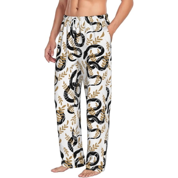 Goofa Snake Printed Soft Pajama Pants for Men, Wide Leg Comfy Casual Lounge Yoga Pants-X-Large