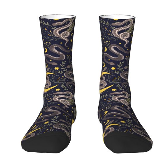 Goofa Snake Sleep Printed Men's Crew Socks, Soft Durable Breathable Moisture-Wicking with Odor Control Cotton socks