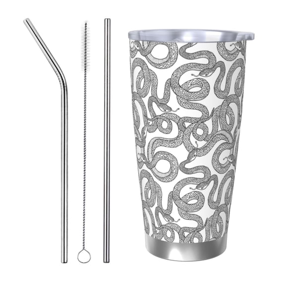 Goofa Snake for 20 oz Skinny Tumbler Stainless Steel Coffee Mug Slim Vacuum Insulated Travel Cup Car Cup-Straw Three-piece Set