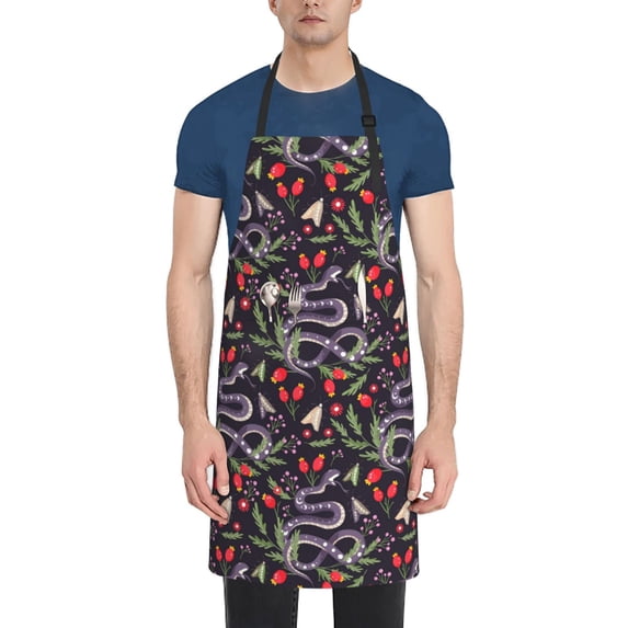 Goofa Snakes And Snake Fruit Printed Waterproof Apron 33" Chef Aprons for Men Heavy Duty Chemical Work Apron Adjustable Bib Apron