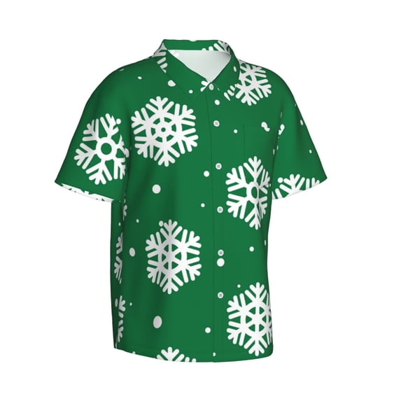 Goofa Snowflake Hawaiian Shirt for Men, Unisex Summer Beach Casual Short Sleeve Button Down Shirts,Aloha Tropical Floral print shirt-Large