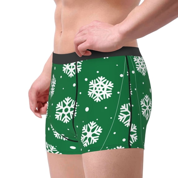 Goofa Snowflake Printed Men's Boxer Briefs Underwear, Moisture-Wicking Underwear, Trunk,Soft and Breathable Cotton Underwear-