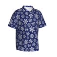 thumbnail image 1 of Goofa Snowflakes On Dark Blue Hawaiian Shirt for Men, Unisex Summer Beach Casual Short Sleeve Button Down Shirts,Aloha Tropical Floral print shirt-, 1 of 9