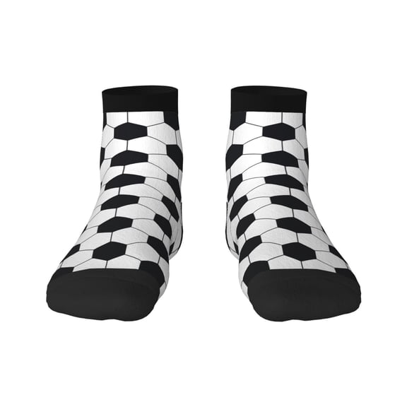 Goofa Soccer Ball Pattern Non Slip Socks with Grips for Elderly, Crew Socks Yoga Hospital Socks Cushioned Sole Gripper Socks for Men Women