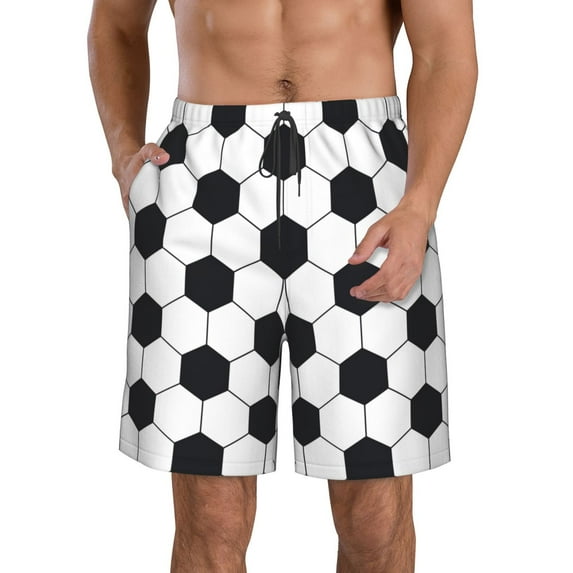 Goofa Soccer Ball Printed Mens Swim Trunks Summer Quick Dry Short Beach Swimwear Bathing Suits-Small