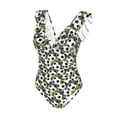 thumbnail image 1 of Goofa Soccer and Football Print Women's Ruffled One Piece Swimsuit V Neck, 1 of 7