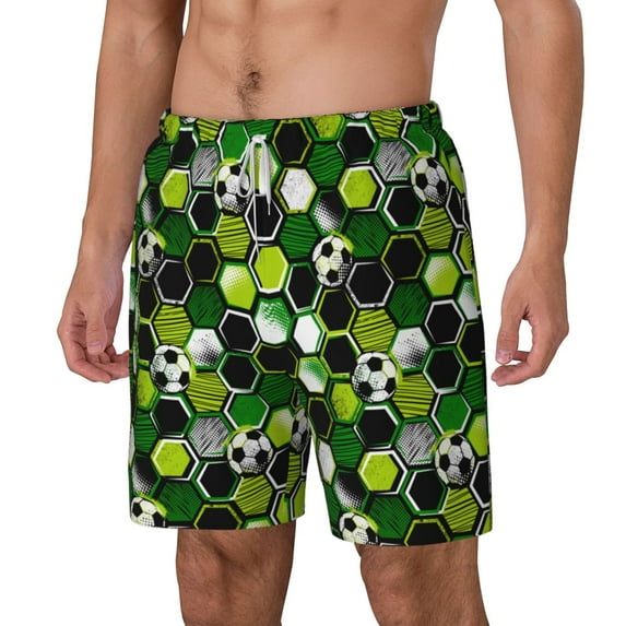 Goofa Soccer1 Printed Men's Swim Trunks Board Shorts Quick Dry Mens Swimming Trunks with Compression Liner,Breathable Fit Hawaii Beach Shorts-Small