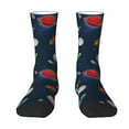 Goofa Space Cartoon Printed Men's Crew Socks, Soft Durable Breathable