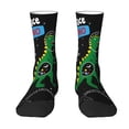 thumbnail image 1 of Goofa Space Dino Cartoon Black Printed Men's Crew Socks, Soft Durable Breathable Moisture-Wicking with Odor Control Cotton socks, 1 of 9