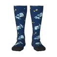 thumbnail image 1 of Goofa Space Dinosaur Pattern Adult Stockings, Color-Block Knee High Socks, Comfortable and Breathable, Soft and Stretchable, Sports, and Decoration, 1 of 6