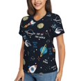 thumbnail image 1 of Goofa Space Pattern Women's Slim-Fit Short-Sleeve V-Neck T-Shirt,Classic-Fit Short-Sleeve V-Neck T-Shirt-Small, 1 of 5