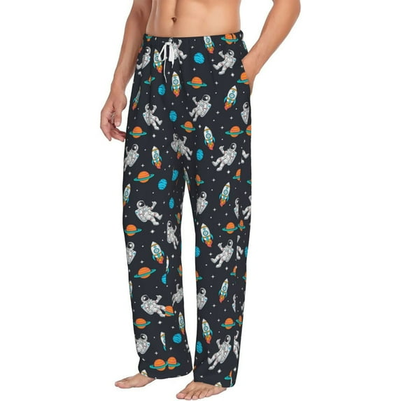 Goofa Space Printed Soft Pajama Pants for Men, Wide Leg Comfy Casual Lounge Yoga Pants-Medium