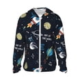 thumbnail image 1 of Goofa Space Printed Women's UPF 50+ Sun Protection Hoodie Jacket Lightweight Long Sleeve Sun Shirt for Women with Pocket Hiking Outdoor-Large, 1 of 9