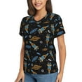 thumbnail image 1 of Goofa Space Rocket Pattern Women's Slim-Fit Short-Sleeve V-Neck T-Shirt,Classic-Fit Short-Sleeve V-Neck T-Shirt-3X-Large, 1 of 5