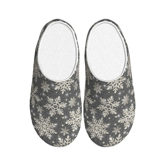 Goofa Sparkling Snowflakes Print Womens Mens Cotton Lightweight House Slippers , Washable Home Slippers,Indoor Comfy Bedroom Cozy Slippers-40/41