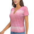 thumbnail image 1 of Goofa Sparkly Glitter Pattern Womens Deep V Neck Low Cut Tops Casual Summer Short Sleeve Ribbed Knit T-Shirts-Small, 1 of 5