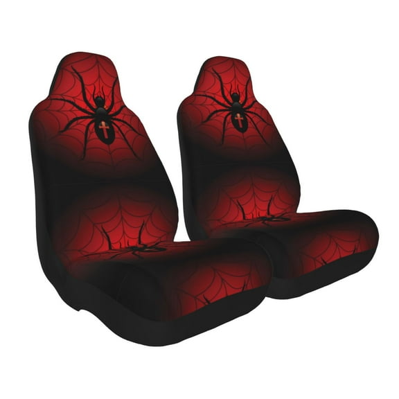 Goofa Spider on the Web Printed Car Seat Covers, Automotive Seat Covers for Cars Trucks and SUVs, Quick Setup Universal Fit Elastic Seat Covers-1