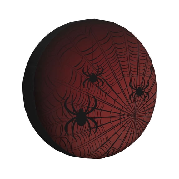 Goofa Spiders On A Web Pattern Universal Tire Cover for Jeep, SUV, Truck, and Trailer – Waterproof, UV-Resistant,Easy to Install, Fits 14"-17" Tires-14 inch