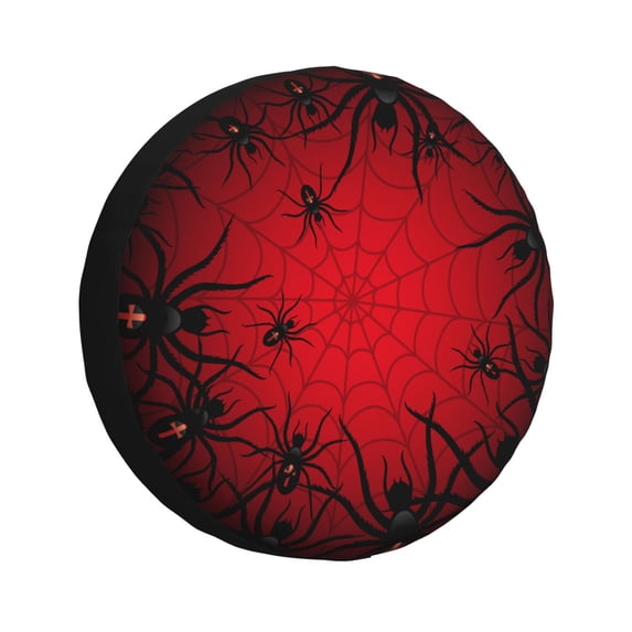 Goofa Spiders On The Web And Space Pattern Universal Tire Cover for Jeep, SUV, Truck, and Trailer – Waterproof, UV-Resistant,Easy to Install, Fits 14"-17" Tires-14 inch