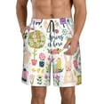 thumbnail image 1 of Goofa Spring Flowers Birds Printed Mens Swim Trunks Summer Quick Dry Short Beach Swimwear Bathing Suits-Small, 1 of 9