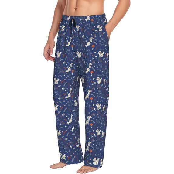 Goofa Squirrel Flower Printed Soft Pajama Pants for Men, Wide Leg Comfy Casual Lounge Yoga Pants-XX-Large