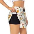 thumbnail image 1 of Goofa Squirrel Maple Leaves And Nuts Printed Women 2 in 1 Running Shorts,Quick Dry Athletic Workout Shorts,High Waisted Athletic Shorts with Liner Pockets-, 1 of 9