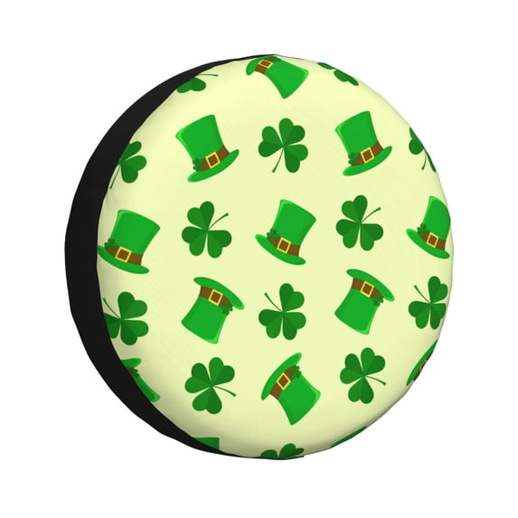 Goofa St. Patrick's Day Pattern Universal Tire Cover for Jeep, SUV, Truck, and Trailer – Waterproof, UV-Resistant,Easy to Install, Fits 14"-17" Tires-17 inch
