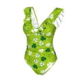 thumbnail image 1 of Goofa St Patrick's Day7 Print Women's Ruffled One Piece Swimsuit V Neck, 1 of 7