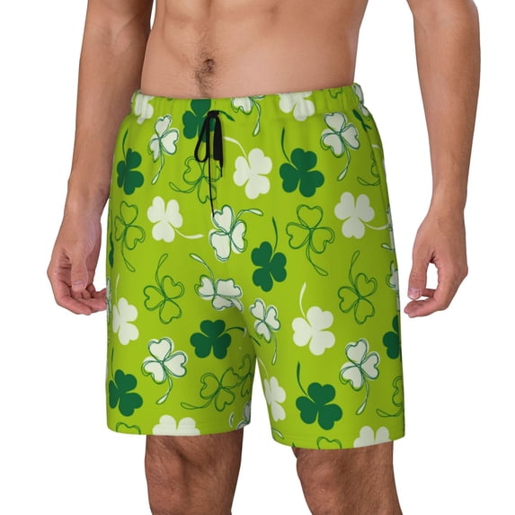 Goofa St Patrick's Day7 Printed Men's Swim Trunks Board Shorts Quick Dry Mens Swimming Trunks with Compression Liner,Breathable Fit Hawaii Beach Shorts-3X-Large