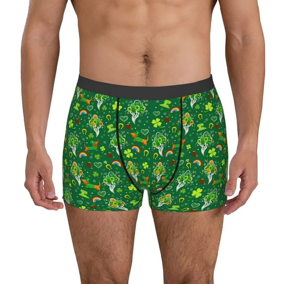 Goofa St. Patrick's day Printed Men's Boxer Briefs Underwear, Moisture-Wicking Underwear, Trunk,Soft and Breathable Cotton Underwear-Medium