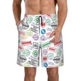 thumbnail image 1 of Goofa Stamp Set Collection Printed Mens Swim Trunks Summer Quick Dry Short Beach Swimwear Bathing Suits-Large, 1 of 9