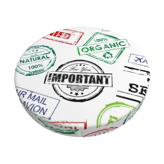 Goofa Stamp Set Collection Printed Stool Covers Round, Waterproof Round Bar Stool Covers Anti-Slip Round Bar Stool Seat Cover with Elastic Bands Durable -14 inch