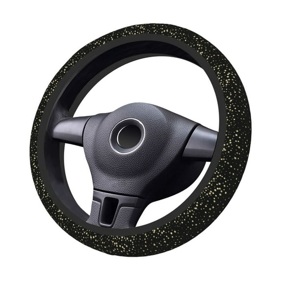 Goofa Star Silver Glitter Pattern Elastic Stretch Steering Wheel Cover,Universal 15 inch, Microfiber Breathable Ice Silk, Anti-Slip, Odorless, Easy Carry