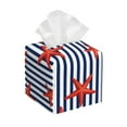 thumbnail image 1 of Goofa Starfish Navy Blue Stripe Tissue Box Cover PVC Leather Tissue Holder Square Facial Tissue Case Facial Paper Organizer Dispenser for Bathroom, Vanity Countertop, 1 of 8