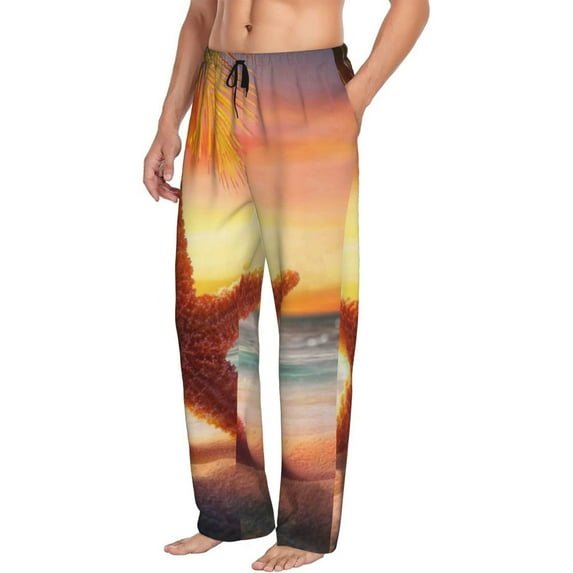 Goofa Starfish Sunset Sea Beach Printed Soft Pajama Pants for Men, Wide Leg Comfy Casual Lounge Yoga Pants-X-Large