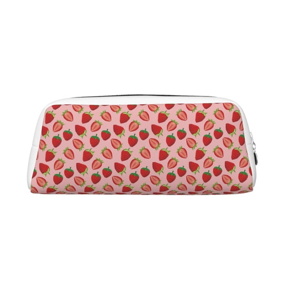 Goofa Strawberries Pattern Leather Pencil Case, Pencil Pouch, Pencil Bag, Pen Case, Pen Pouch, Pen Bag, Pencil Pouches, Pencil Bags,College Pencil Case