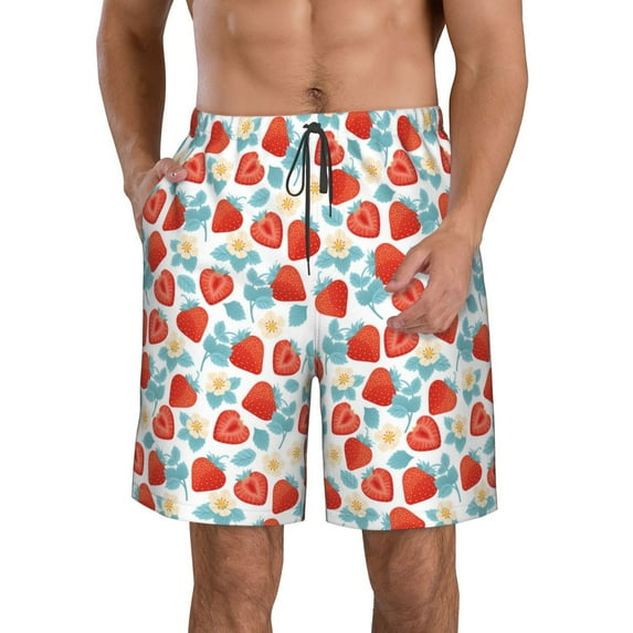 Goofa Strawberries Printed Mens Swim Trunks Summer Quick Dry Short Beach Swimwear Bathing Suits-XX-Large