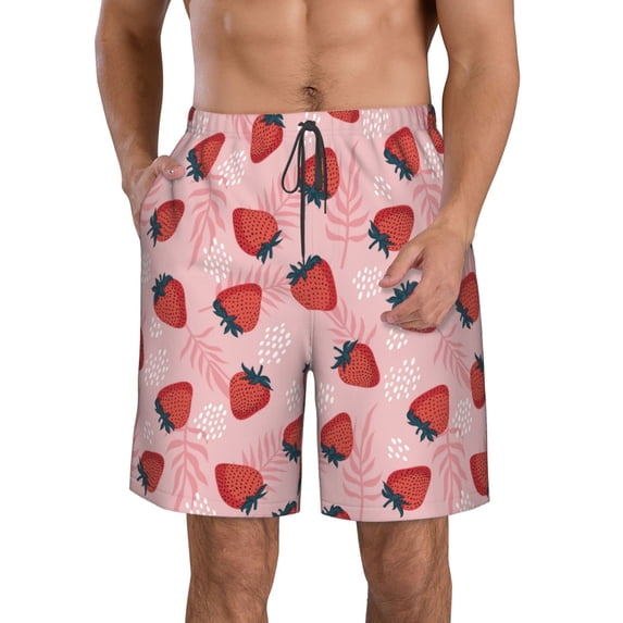 Goofa Strawberries Printed Mens Swim Trunks Summer Quick Dry Short Beach Swimwear Bathing Suits-XX-Large