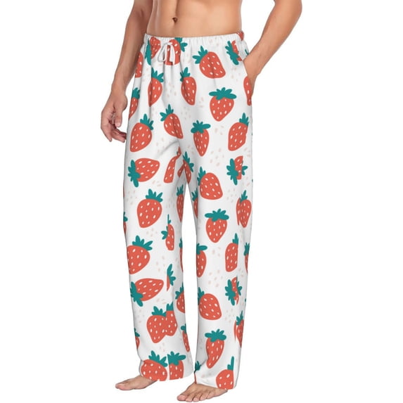 Goofa Strawberries Printed Soft Pajama Pants for Men, Wide Leg Comfy Casual Lounge Yoga Pants-Medium