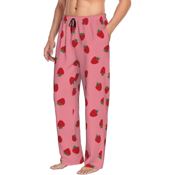 Goofa Strawberries Printed Soft Pajama Pants for Men, Wide Leg Comfy Casual Lounge Yoga Pants-Small