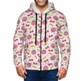 thumbnail image 1 of Goofa Strawberry And Cheery Pattern Mens Full-zip Hoodie, Zip-up Pullover Hooded Sweatshirt, Kangaroo Pocket Hoodie Ideal for Daily Wear, Travel, and Home-Large, 1 of 5