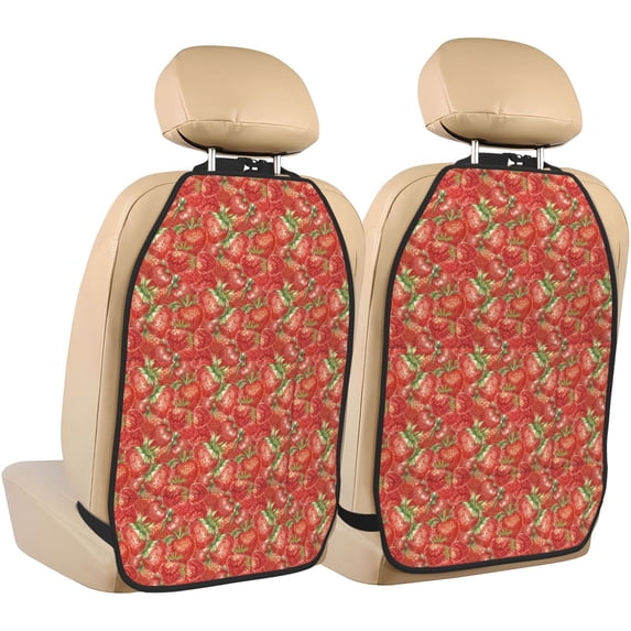 Goofa Strawberry Pattern Car Back Seat Protector for Kids (2 Pack) ,Anti-kick Storage Mat for Car Seats,Shields from Footprints