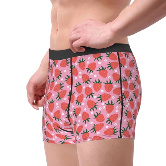 Goofa Strawberry Printed Men's Boxer Briefs Underwear, Moisture-Wicking Underwear, Trunk,Soft and Breathable Cotton Underwear-Medium