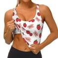thumbnail image 1 of Goofa Strawberry Printed Sports Bras for Women, High Impact Running Bra Workout Crop Tank Tops Longline Sports Bra Push up-X-Large, 1 of 9