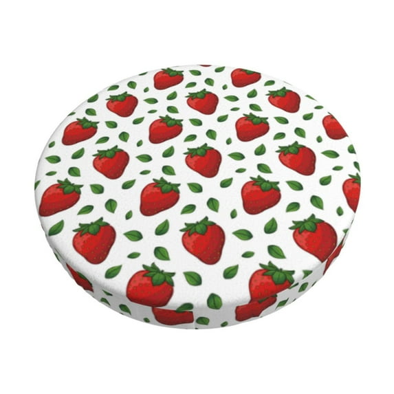 Goofa Strawberry Printed Stool Covers Round, Waterproof Round Bar Stool Covers Anti-Slip Round Bar Stool Seat Cover with Elastic Bands Durable -12 inch