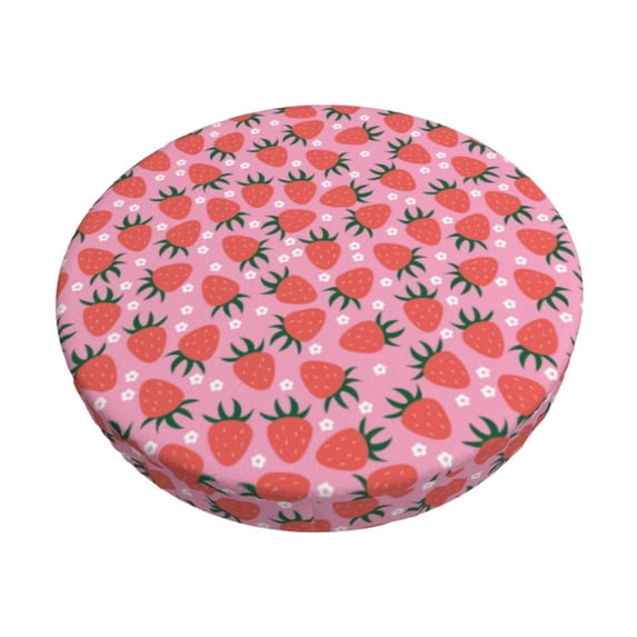 Goofa Strawberry Printed Stool Covers Round, Waterproof Round Bar Stool Covers Anti-Slip Round Bar Stool Seat Cover with Elastic Bands Durable -12 inch