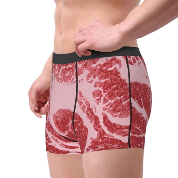 Goofa Striped Meat Printed Men's Boxer Briefs Underwear, Moisture-Wicking Underwear, Trunk,Soft and Breathable Cotton Underwear-Small
