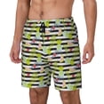 thumbnail image 1 of Goofa Striped With Palm Tree Branches Printed Men's Swim Trunks Board Shorts Quick Dry Mens Swimming Trunks with Compression Liner,Breathable Fit Hawaii Beach Shorts-Large, 1 of 9