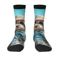 Goofa Stylish Dog in Denim Outfit Printed Men's Crew Socks, Soft