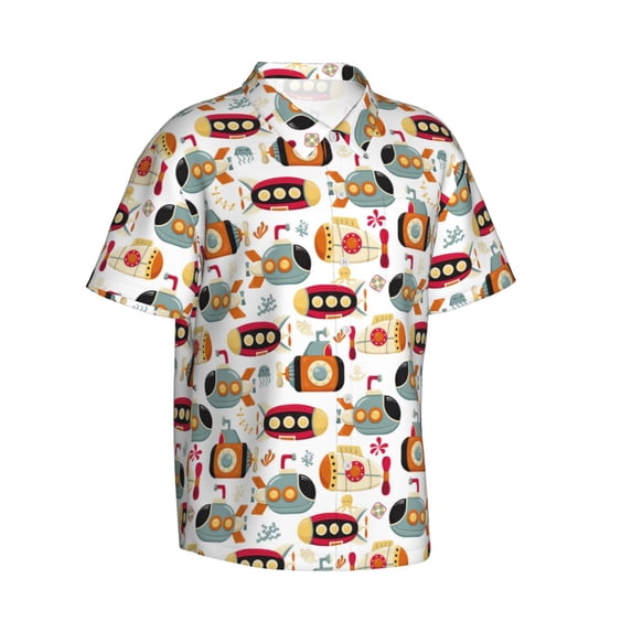 Goofa Submarines Hawaiian Shirt for Men, Unisex Summer Beach Casual Short Sleeve Button Down Shirts,Aloha Tropical Floral print shirt-3X-Large